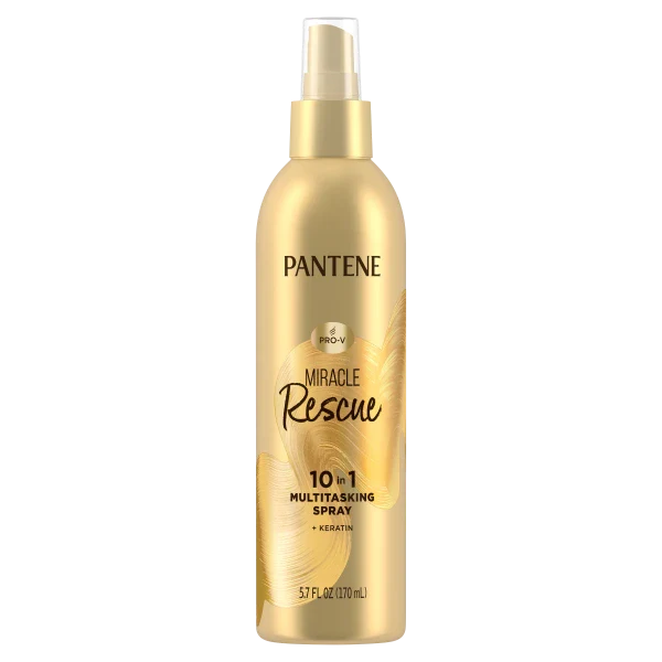 Pantene Pro-V Miracle Rescue 10-in-1 Multitasking Leave-in Spray bottle with pro-vitamin B5 and amino acids for strength
