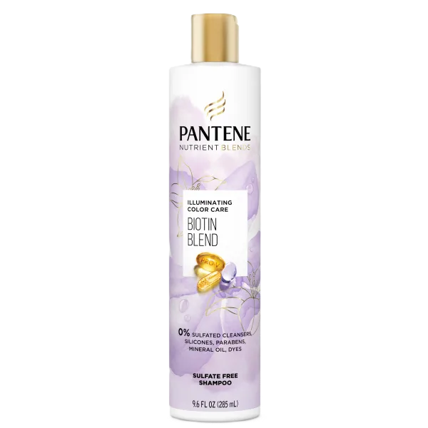 Pantene Nutrient Blends, Illuminating Color Care Biotin Blend, 9.6 oz, 0% Sulfates, Parabens, Dyes, Mineral Oil