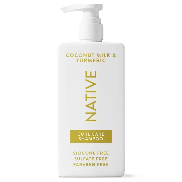 Native Curl Care Shampoo, Coconut Milk & Turmeric, 16.5 oz, silicone free, sulfate free, paraben free