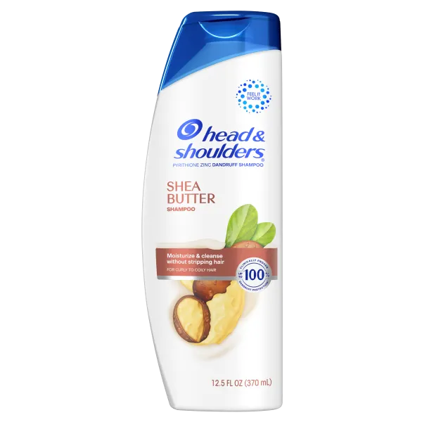 Head & Shoulders Shea Butter Shampoo, 12.5 oz, Pyrithione Zinc Dandruff Shampoo for curly to coily hair