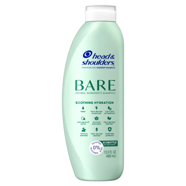 Head & Shoulders Bare Soothing Hydration Shampoo, 13.5 oz, Pyrithione Zinc Dandruff Shampoo