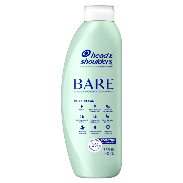 Head & Shoulders BARE Pure Clean Shampoo, 13.5 oz., Pyrithion Zinc Dandruff Shampoo 