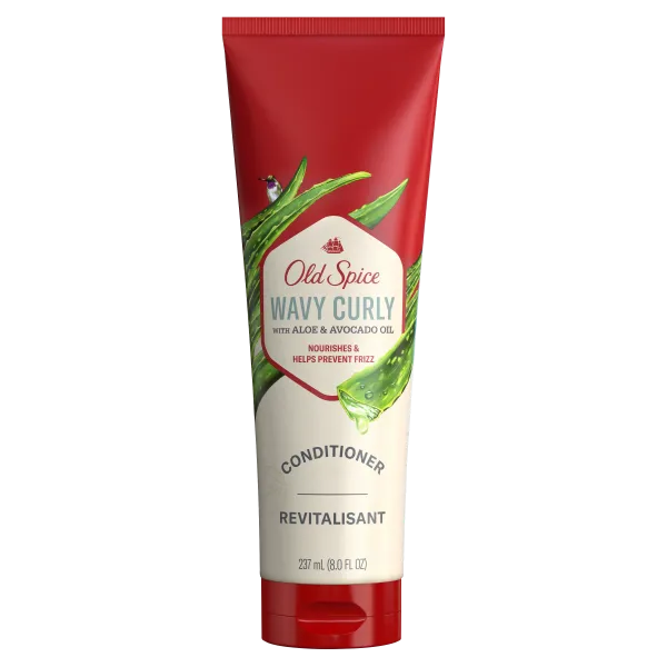 Old Spice Wavy Curly Conditioner with aloe and avocado oil, nourishes and helps prevent frizz
