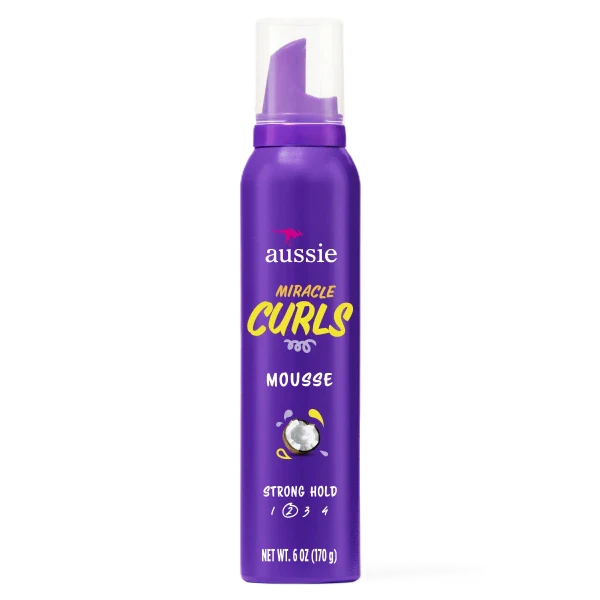 Aussie Miracle Curls Mousse, 6 oz, silicone-free mousse tames and controls curly hair