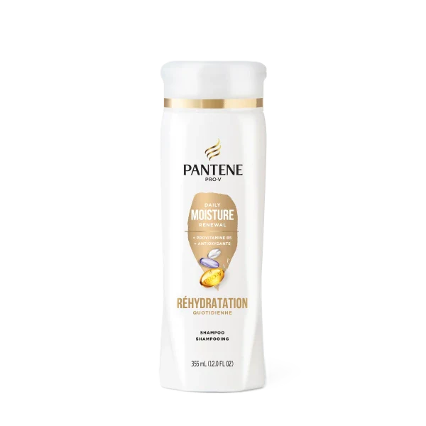 Pantene Pro-V Daily Moisture Renewal Shampoo bottle 12 fl oz that delivers 2X moisture and deeply hydrates dry hair