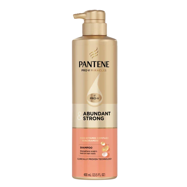 Pantene Pro-V Miracles Abundant and Strong Shampoo bottle 13.5 fl oz with clinically proven technology for hair retention