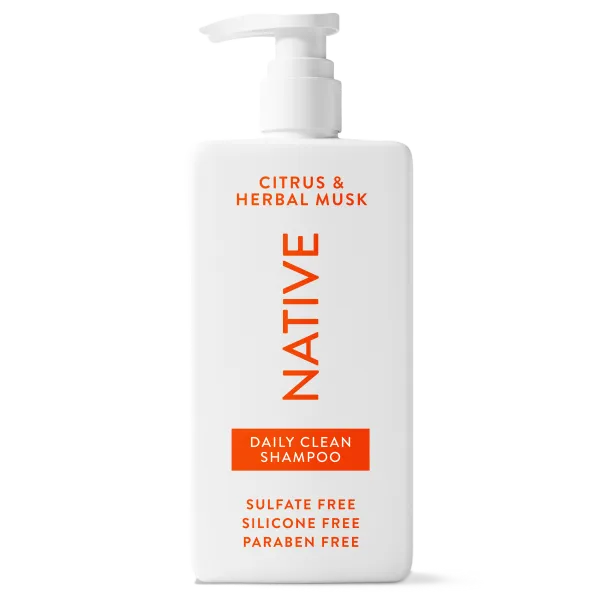 Native Daily Clean Shampoo, Citrus & Herbal Musk, 16.5 oz, made with clean ingredients