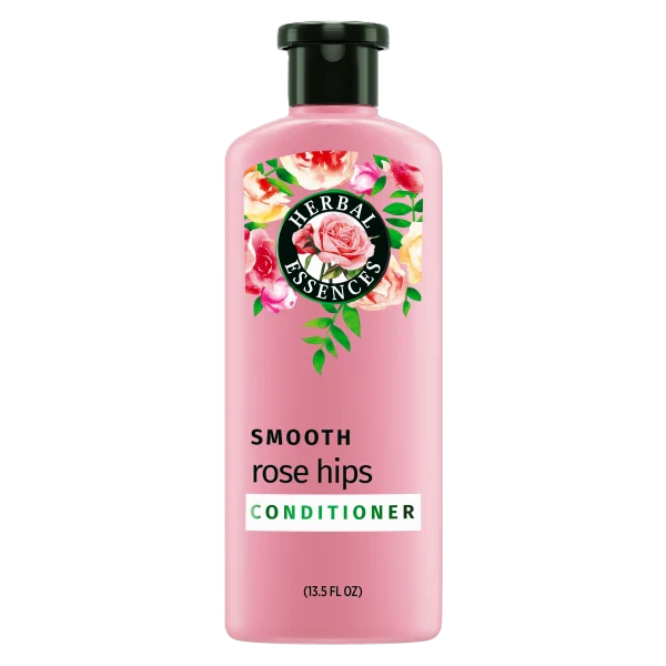 Herbal Essences Smooth Rose Hips Conditioner bottle 13.5 fl oz with vitamin E and jojoba extracts for smooth moisture hair